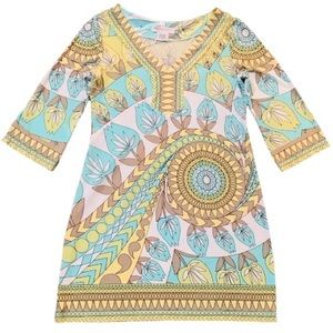 Maggy London Dress Tunic 3/4 Sleeves Geometric Size 6P